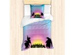 Abakuhaus Set Copripiumino Per Letto Singolo Insel-Party, Frohes Tanzen-Leute, Antiacaro, Adatto A Chi Soffre Di Allergie, Con Federa, 135 Cm X 200 Cm - 80 X 80 Cm, Nero, Blu, Viola