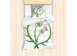 Abakuhaus Set Copripiumino Per Letto Singolo, Motivo Floreale, Antiacaro, Adatto A Chi Soffre Di Allergie, Con Federa, 135 Cm X 200 Cm - 80 X 80 Cm, Verde Lime E Bianco