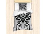 Abakuhaus Set Copripiumino Steampunk Per Letti Singoli, Silhouette Farfalla, Antiacaro, Adatto A Chi Soffre Di Allergie, Con Federa, 135 Cm X 200 Cm - 80 X 80 Cm, Grigio Chiaro Bianco