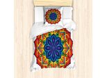 Abakuhaus Set Copripiumino Arcobaleno Mandala Per Letti Singoli, Fiori Boho, Antiacaro, Adatto A Chi Soffre Di Allergie, Con Federa, 135 Cm X 200 Cm - 80 X 80 Cm, Multicolore