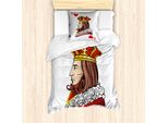 Abakuhaus Set Copripiumino Per Letto Singolo, Re Di Cuori, Antiacaro, Adatto A Chi Soffre Di Allergie, Con Federa, 135 Cm X 200 Cm - 80 X 80 Cm, Multicolore