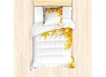 Set Copripiumino Abakuhaus Autunnale Per Letti Singoli, Motivo Foglia D'acero, Antiacaro, Adatto A Chi Soffre Di Allergie, Con Federa, 135 Cm X 200 Cm - 80 X 80 Cm, Giallo Arancione E Marrone