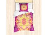 Abakuhaus Set Copripiumino Arcobaleno Mandala Per Letti Singoli, Petals, Antiacaro, Adatto A Chi Soffre Di Allergie, Con Federa, 135 Cm X 200 Cm - 80 X 80 Cm, Multicolore