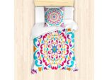 Abakuhaus Set Copripiumino Arcobaleno Mandala Per Letti Singoli, Vortici Colorati, Antiacaro, Adatto A Chi Soffre Di Allergie, Con Federa, 135 Cm X 200 Cm - 80 X 80 Cm, Multicolore