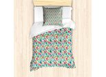 Abakuhaus Set Copripiumino Per Letto Singolo, Colorato Motivo Floreale Primaverile, Antiacaro E Anallergico, Con Federa, 135 Cm X 200 Cm - 80 X 80 Cm, Multicolore