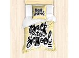 Abakuhaus Set Copripiumino Per Letto Singolo, Back To School Chalky, Antiacaro, Adatto A Chi Soffre Di Allergie, Con Federa, 135 Cm X 200 Cm - 80 X 80 Cm, Bianco Senape Chiaro