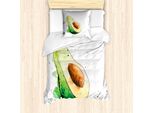 Set Copripiumino Abakuhaus Avocado, Effetto Acquerello Semplificato, Scarabocchi, Gusto Raffinato, Verdure Gourmet, 135 X 200 Cm + 80 X 80 Cm, Verde Chiaro Marrone Verde