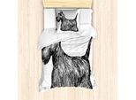 Abakuhaus Set Copripiumino Scottie Dog Per Letti Singoli, Pinsel Strokeds, Antiacaro, Adatto A Chi Soffre Di Allergie, Con Federa, 135 Cm X 200 Cm - 80 X 80 Cm, Grigio Antracite E Bianco