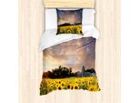 Abakuhaus Minnesota Set Copripiumino Per Letti Singoli, Sunflower Feld Himmel, Antiacaro, Adatto A Chi Soffre Di Allergie, Con Federa, 135 Cm X 200 Cm - 80 X 80 Cm, Multicolore