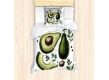 Abakuhaus Set Copripiumino Per Letto Singolo, Tropical Fruit Elements, Antiacaro, Adatto A Chi Soffre Di Allergie, Con Federa, 135 Cm X 200 Cm - 80 X 80 Cm, Multicolore