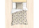 Abakuhaus Set Copripiumino Per Letto Singolo, Delicato Motivo Floreale, Antiacaro, Adatto A Chi Soffre Di Allergie, Con Federa, 135 Cm X 200 Cm - 80 X 80 Cm, Pale Senf Indigo