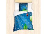 Set Copripiumino Abakuhaus Per Letti Singoli, Palloncini E Stelle Cartoon, Antiacaro E Anallergico, Con Federa, 135 Cm X 200 Cm - 80 X 80 Cm, Multicolore