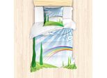 Abakuhaus Set Copripiumino Wolke Per Letti Singoli, Arcobaleno Su Un Prato, Antiacaro, Adatto A Chi Soffre Di Allergie, Con Federa, 135 Cm X 200 Cm - 80 X 80 Cm, Multicolore