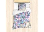Abakuhaus Set Copripiumino Per Letto Singolo, Motivo Barocco Con Ortensie, Antiacaro, Adatto A Chi Soffre Di Allergie, Con Federa, 135 Cm X 200 Cm - 80 X 80 Cm, Lilla E Crema