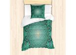 Abakuhaus Set Copripiumino Verde Mandala Per Letti Singoli, Motivo Floreale, Antiacaro, Adatto A Chi Soffre Di Allergie, Con Federa, 135 Cm X 200 Cm - 80 X 80 Cm, Multicolore