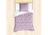 Abakuhaus Set Copripiumino Per Letto Singolo, Motivo Artistico Giardino, Antiacaro, Adatto A Chi Soffre Di Allergie, Con Federa, 135 Cm X 200 Cm - 80 X 80 Cm, Rubino-Blu Scuro E Lilla