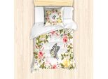 Abakuhaus Set Copripiumino Per Letto Singolo, Motivo Bouquet Di Fiori E Farfalle, Antiacaro E Anallergico, Con Federa, 135 Cm X 200 Cm - 80 X 80 Cm, Multicolore