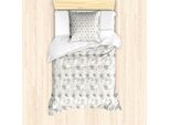Abakuhaus Set Copripiumino Per Letto Singolo, Motivo Blossom, Antiacaro, Adatto A Chi Soffre Di Allergie, Con Federa, 135 Cm X 200 Cm - 80 X 80 Cm, Verde Scuro E Avorio