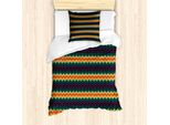 Set Copripiumino Angolare Abakuhaus Per Letti Singoli, Zigzag Classico Colorato, Antiacaro, Adatto A Chi Soffre Di Allergie, Con Federa, 135 Cm X 200 Cm - 80 X 80 Cm, Multicolore