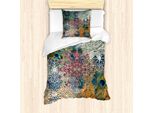 Abakuhaus Set Copripiumino Etnico, Composizione Vintage In Stile Asiatico Orientale Con Fiori Mandala E Piume Di Pavone, 135 X 200 Cm + 80 X 80 Cm, Multicolore