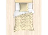 Abakuhaus Set Copripiumino Per Letto Singolo Con Motivo Coccinelle, Margherite E Insetti, Antiacaro E Anallergico, Con Federa, 135 Cm X 200 Cm - 80 X 80 Cm, Giallo Pallido E Bianco