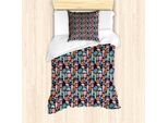 Abakuhaus Set Copripiumino Tropicale Per Letti Singoli, Elementi Decorativi Jungle, Antiacaro, Adatto A Chi Soffre Di Allergie, Con Federa, 135 Cm X 200 Cm - 80 X 80 Cm, Multicolore