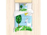 Abakuhaus Set Copripiumino Per Letto Singolo, Baby-Ziegen-Spielwiese, Antiacaro, Adatto A Chi Soffre Di Allergie, Con Federa, 135 Cm X 200 Cm - 80 X 80 Cm, Multicolore