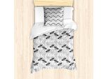 Abakuhaus Set Copripiumino Per Letto Singolo, Tonalità Di Grigio - Plantain, Antiacaro, Adatto A Chi Soffre Di Allergie, Con Federa, 135 Cm X 200 Cm - 80 X 80 Cm, Blu Scuro Grigio Grigio Scuro