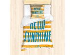 Abakuhaus Set Copripiumino Per Letto Singolo Hallo Sonnenschein, Parole Stripes, Antiacaro, Adatto A Chi Soffre Di Allergie, Con Federa, 135 Cm X 200 Cm - 80 X 80 Cm, Blu Petrolio Arancione Pallido