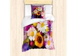 Abakuhaus Set Copripiumino Gerber Daisy Per Letti Singoli, Bouquet Di Fiori Dipinto A Mano, Antiacaro, Adatto A Chi Soffre Di Allergie, Con Federa, 135 Cm X 200 Cm - 80 X 80 Cm, Multicolore