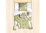 Abakuhaus Set Copripiumino Per Letto Singolo, Motivo A Pois, Antiacaro E Anallergico, Con Federa, 135 Cm X 200 Cm - 80 X 80 Cm, Verde Avocado E Tortora Scuro