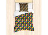 Abakuhaus Set Copripiumino Colorato Per Letti Singoli, Petali Di Fiori Disegnati A Mano, Antiacaro, Adatto A Chi Soffre Di Allergie, Con Federa, 135 Cm X 200 Cm - 80 X 80 Cm, Multicolore