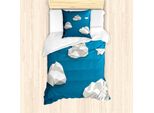 Abakuhaus Set Copripiumino Wolke Per Letti Singoli, Aerei Che Volano Tra I Poligoni, Antiacaro, Adatto A Chi Soffre Di Allergie, Con Federa, 135 Cm X 200 Cm - 80 X 80 Cm, Blu E Bianco