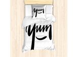 Abakuhaus Set Copripiumino Yum Per Letti Singoli, Scritta A Mano "Smile"", Antiacaro, Adatto A Chi Soffre Di Allergie, Con Federa, 135 Cm X 200 Cm - 80 X 80 Cm, Grigio Antracite Bianco"
