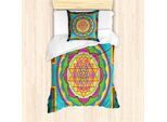 Abakuhaus Set Copripiumino Arcobaleno Mandala Per Letti Singoli, Colorato, Antiacaro, Adatto A Chi Soffre Di Allergie, Con Federa, 135 Cm X 200 Cm - 80 X 80 Cm, Multicolore