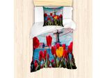 Abakuhaus Amsterdam Set Copripiumino Per Letti Singoli, Idilliaci Tulipani Primaverili, Antiacaro, Adatto A Chi Soffre Di Allergie, Con Federa, 135 Cm X 200 Cm - 80 X 80 Cm, Multicolore
