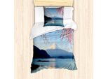 Abakuhaus Set Copripiumino Berg Per Letti Singoli, Japan Berg E Sakura, Antiacaro, Adatto A Chi Soffre Di Allergie, Con Federa, 135 Cm X 200 Cm - 80 X 80 Cm, Multicolore
