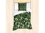 Abakuhaus Set Copripiumino Per Letto Singolo, Awakening Bocciolo Di Fiore, Antiacaro Adatto A Chi Soffre Di Allergie Con Federa, 135 Cm X 200 Cm - 80 X 80 Cm, Verde Mela Bianco Sporco