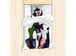 Abakuhaus Set Copripiumino Per Letto Singolo Boston Terrier, FröHlich Terrier, Antiacaro, Adatto A Chi Soffre Di Allergie, Con Federa, 135 Cm X 200 Cm - 80 X 80 Cm, Multicolore