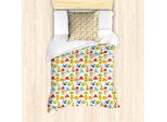 Abakuhaus Set Copripiumino Per Lettini Singoli, Nuvole, Palloncini, Aeroplani, Antiacaro, Adatto A Chi Soffre Di Allergie, Con Federa, 135 Cm X 200 Cm - 80 X 80 Cm, Multicolore