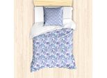 Set Copripiumino Abakuhaus Per Letti Singoli, Bouquet Di Fiori Esotici, Antiacaro, Adatto A Chi Soffre Di Allergie, Con Federa, 135 Cm X 200 Cm - 80 X 80 Cm, Rosa Chiaro E Azzurro Pallido