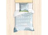 Abakuhaus Set Copripiumino Per Letto Singolo, Cartoon-Berge Idylle, Antiacaro, Adatto A Chi Soffre Di Allergie, Con Federa, 135 Cm X 200 Cm - 80 X 80 Cm, Grigio-Verde Azzurro Pallido
