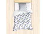 Abakuhaus Set Copripiumino Per Letti Singoli, Delicati Motivi Floreali, Antiacaro, Adatto A Chi Soffre Di Allergie, Con Federa, 135 Cm X 200 Cm - 80 X 80 Cm, Ceil Blu Bianco
