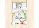 Abakuhaus Sei Felice Set Copripiumino Per Letti Singoli, Ghirlanda Di Fiori Acquerellati, Antiacaro, Adatto A Chi Soffre Di Allergie, Con Federa, 135 Cm X 200 Cm - 80 X 80 Cm, Multicolore