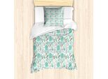 Abakuhaus Set Copripiumino Botanico Per Letti Singoli, Motivo Astratto Fogliame, Antiacaro, Adatto A Chi Soffre Di Allergie, Con Federa, 135 Cm X 200 Cm - 80 X 80 Cm, Multicolore