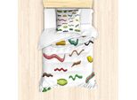 Abakuhaus Set Copripiumino Per Letti Singoli, Cartoon Caterpillar, Antiacaro, Adatto A Chi Soffre Di Allergie, Con Federa, 135 Cm X 200 Cm - 80 X 80 Cm, Multicolore