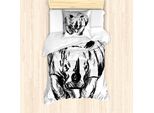 Abakuhaus Set Copripiumino Per Letti Singoli, Animal Savannah Element Wilde, Antiacaro, Adatto A Chi Soffre Di Allergie, Con Federa, 135 Cm X 200 Cm - 80 X 80 Cm, Grigio Antracite Bianco