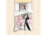 Abakuhaus Set Copripiumino Per Letto Singolo, Romantica Coppia Di Ballerini, Antiacaro, Adatto A Chi Soffre Di Allergie, Con Federa, 135 Cm X 200 Cm - 80 X 80 Cm, Multicolore
