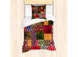 Abakuhaus Set Copripiumino Botanico Per Letti Singoli, Pine Squares Multicolore, Antiacaro, Adatto A Chi Soffre Di Allergie, Con Federa, 135 Cm X 200 Cm - 80 X 80 Cm, Multicolore