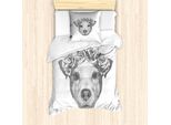 Abakuhaus Set Copripiumino Jack Russell Per Letti Singoli, Coroncina Floreale, Antiacaro, Adatto A Chi Soffre Di Allergie, Con Federa, 135 Cm X 200 Cm - 80 X 80 Cm, Grigio Bianco